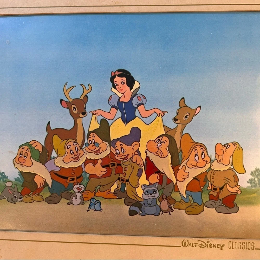 Vintage Disney Lithograph Snow White & Lady and the Tramp